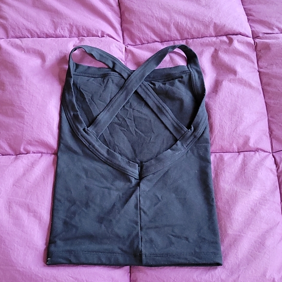 Brasil Sul wide strap criss-cross low ballet-style back black camisole top S/M - Picture 4 of 6